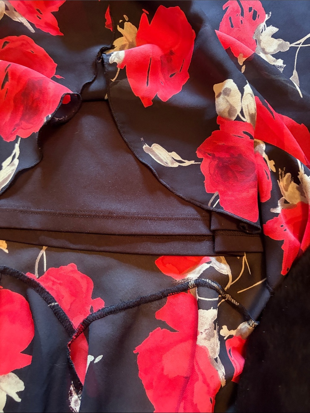 La Belle Black A-Line Midi Skirt with Red Rose Print - Picture 6 of 10